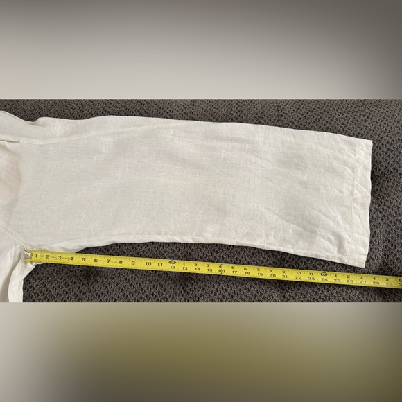 Velvet by Graham & Spencer Lola Linen Pant in Chalk White Small Relaxed Fit Crop - Picture 15 of 16